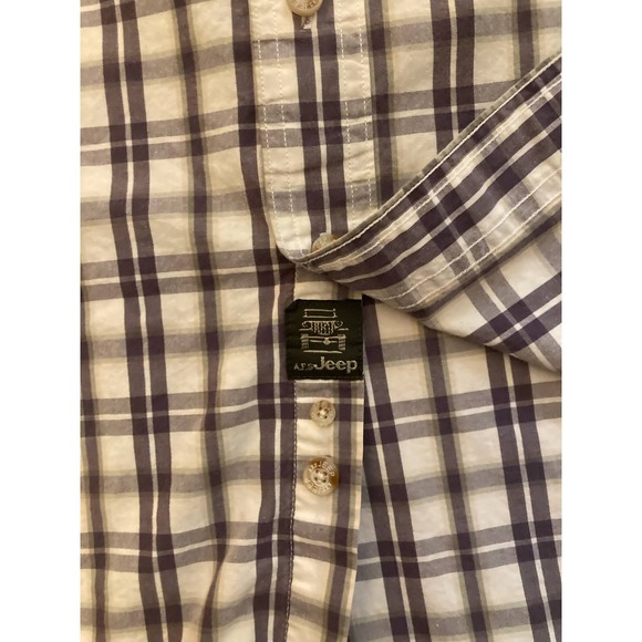 Jeep Mens Mens Shirt Short Sleeve Button Down Purple & White 17.5 Large - Picture 3 of 4